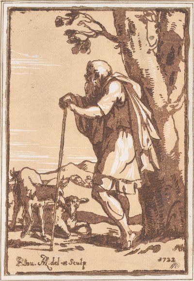 Starszy pasterz oparty na lasce, 1722. autorstwa Anton Maria Zanetti