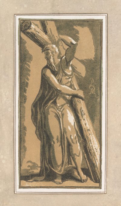 Św. Andrzej, przodem do przodu, głowa zwrócona w lewo, przed 1749 r. autorstwa Anton Maria Zanetti