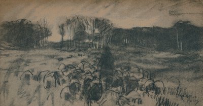 Szkic pasterza i jego stada, XIX w. autorstwa Anton Mauve