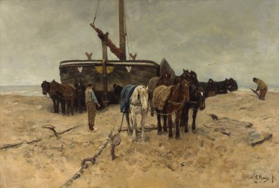 Łódź rybacka na plaży autorstwa Anton Mauve