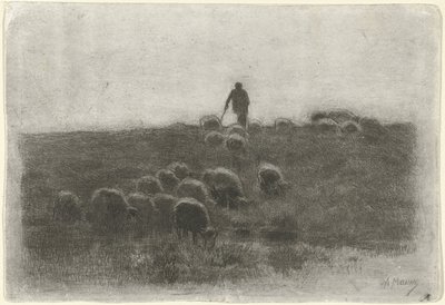 Pasterz ze stadem owiec! autorstwa Anton Mauve