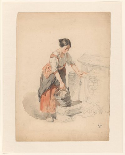 Młoda kobieta napełniająca wiadro autorstwa Anton Mauve