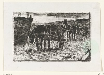Samochody na plaży? autorstwa Anton Mauve