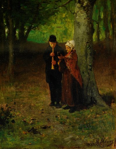 Wędrujący Muzycy (olej na drewnie) autorstwa Anton Mauve