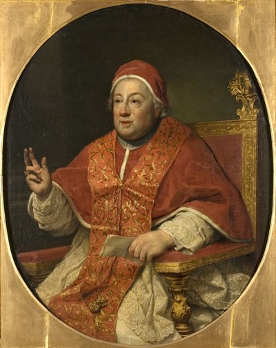 Le pape Clement XIII - Portret papieża Klemensa XIII (1693-1769), autorstwa Mengsa, Antona Rafaela (1728-1779). Olej na płótnie. Wymiar : 114x95 cm. Muzeum Narodowe w Sztokholmie autorstwa Anton Raphael Mengs