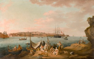 Scena portowa, Malta (olej na karcie) autorstwa Anton Schranz