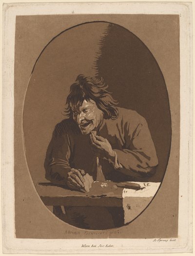 Chłopskie jedzenie autorstwa Anton Spreng after Adriaen Brouwer; published by Joseph Eder