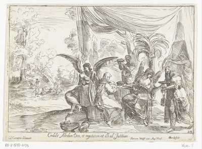 Abraham przyjmuje trzech aniołów autorstwa Anton van der Borcht