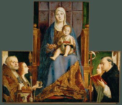 Święta Maria z Dzieciątkiem ze świętymi Mikołajem z Bari, Anastazją, Urszulą, Dominikiem i Heleną autorstwa Antonello da Messina
