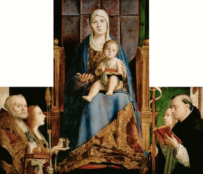 Niemcy: Maria z Dzieciątkiem i św. Mikołajem z Bari, Anastazja (), Urszula, Dominik i (nachodząca na ramę) Helena z ołtarza San Cassiano autorstwa Antonello da Messina