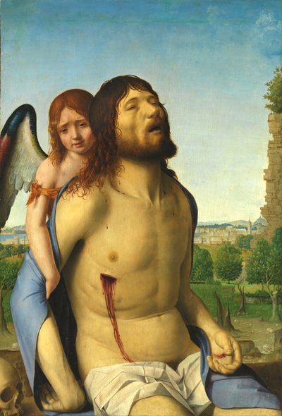 Martwy Chrystus podtrzymywany przez anioła autorstwa Antonello da Messina