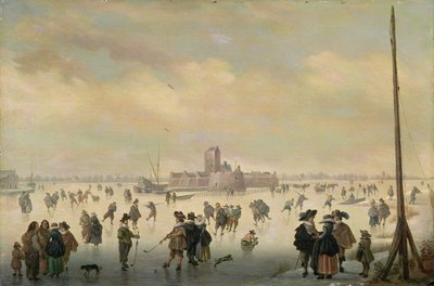 Scena na łyżwach (olej na desce) autorstwa Antoni (1594 1641) Verstralen
