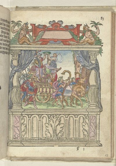Scena alegoryczna na scenie na końcu Steenweg, 1578 autorstwa Antoni van Leest