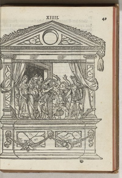 Trzecie zdobione rusztowanie ze sceną: książę uwalnia cnoty z niewoli, 1577 autorstwa Antoni van Leest