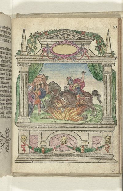 Scena z bohaterskim czynem Marka Curtiusa, 1578 autorstwa Antoni van Leest