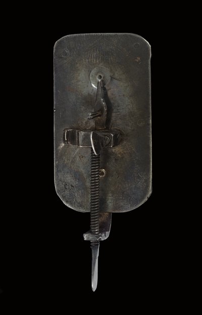Mikroskop, ok.1690 (srebro i szkło) (patrz także 1121456-9) autorstwa Antoni van Leeuwenhoek