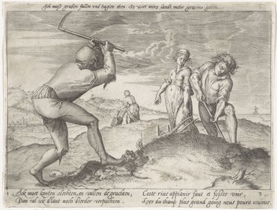 Wyrównywanie terenu Uprawa zbóż (tytuł serii) autorstwa Antonie Wierix (II) (possibly)