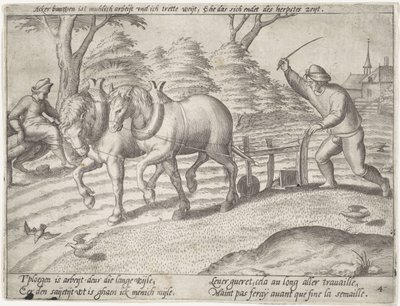 Orka ziemi Uprawa zbóż (tytuł serii) autorstwa Antonie Wierix (II) (possibly)