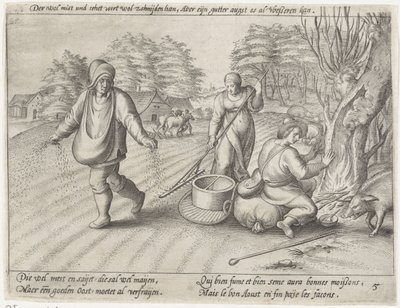Siać na ziemi Uprawa zbóż (tytuł serii) autorstwa Antonie Wierix (II) (possibly)