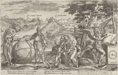 Niewłaściwy świat, 1579 Niewłaściwy Weerelt / Le Monde a rebous (tytuł na obiekcie) Alegorie sytuacji politycznej w Holandii w latach 1576-1579 (tytuł serii) autorstwa Antonie Wierix (II)