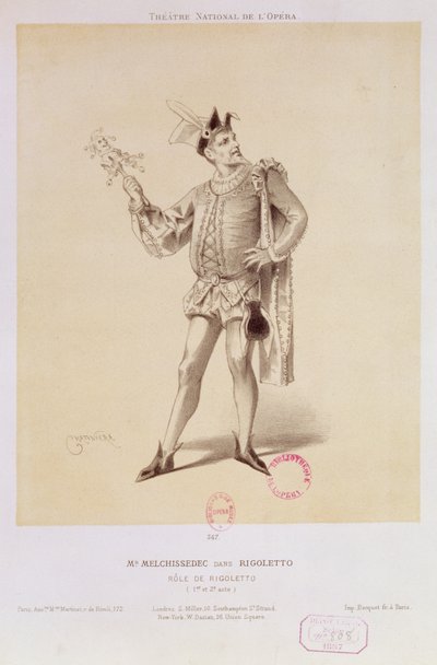 Portret pana Melchissedeca jako Rigoletto w Rigoletto autorstwa Verdi autorstwa Antonin Marie Chatiniere