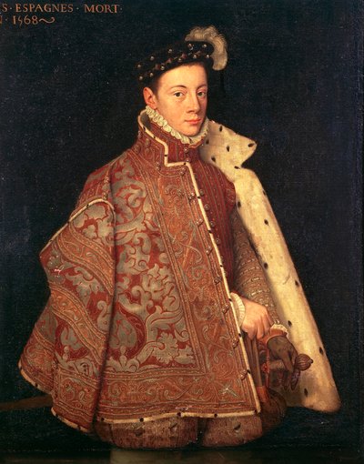 Portret Don Carlosa, księcia Asturii (olej na płótnie) autorstwa Antonio (studio of) (attr. to) Moro