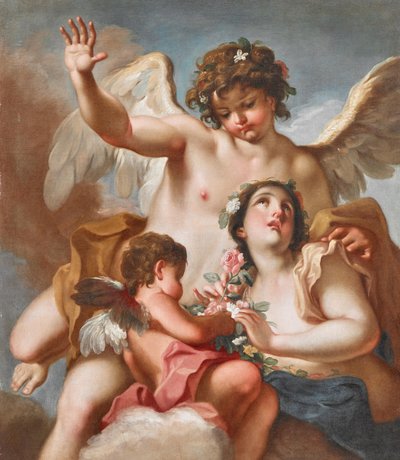 Zefir, Flora i Kupidyn autorstwa Antonio Balestra