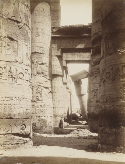 Wnętrze Sali Hypostyle, Karnak autorstwa Antonio Beato