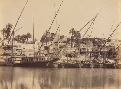 Widok Asuanu - Wzdłuż Nilu, ok. 1930 r. 1870 - 1880. autorstwa Antonio Beato
