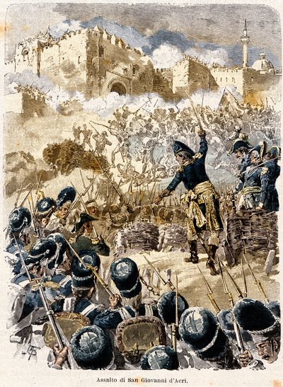 Kampania egipska: Oblężenie Saint John of Acre przez Napoleona Bonaparte (1769-1821) 1799 Rycina Antonio Bonamore (1845-1907) z "" Napoleon Story "" 1893 autorstwa Antonio Bonamore