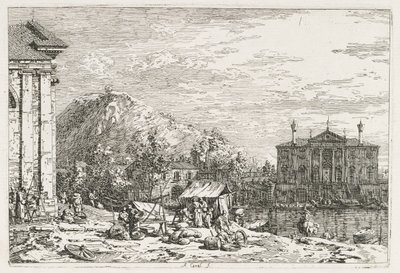 Widoki: Miasto za rzeką, 1735-1746. autorstwa Giovanni Antonio Canal