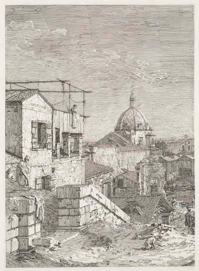 Widoki: Dom z napisem, 1735-1746. autorstwa Giovanni Antonio Canal