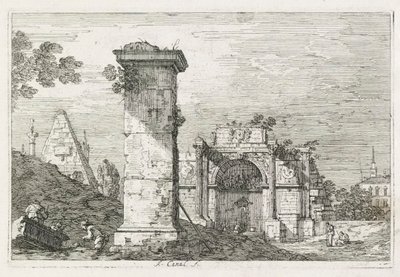 Widoki: Izolowany filar, 1735-1746. autorstwa Giovanni Antonio Canal