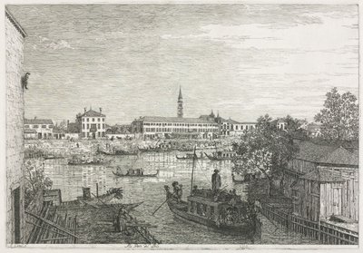 Widoki: Port w Dolo, 1735-1746. autorstwa Giovanni Antonio Canal