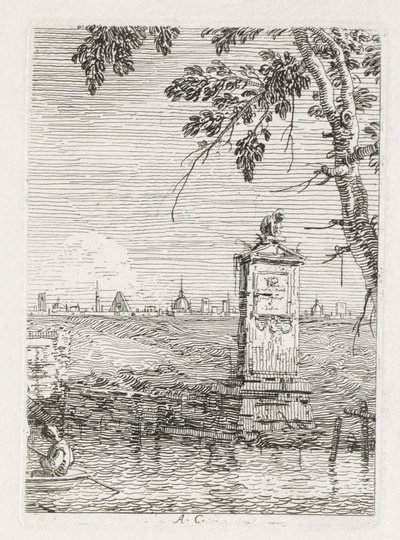 Views: Mały pomnik pod drzewem autorstwa Antonio Canaletto