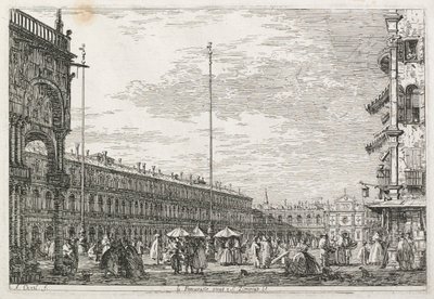 Widoki: Pałac Prokuratorów i kościół St. Géminien, Wenecja, 1735-1746. autorstwa Giovanni Antonio Canal