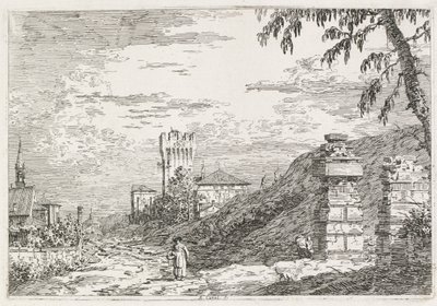 Widoki: Dwa zniszczone filary autorstwa Antonio Canaletto