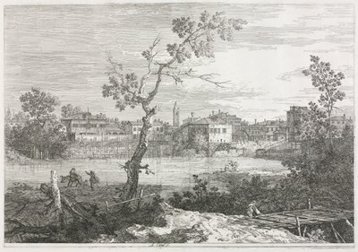 Widoki: Widok na Burano, miasto na wyspie na lagunie weneckiej, 1735-1746. autorstwa Giovanni Antonio Canal
