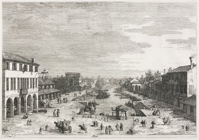 Widoki: Widoki na Mestre, miasto w prowincji Wenecja autorstwa Antonio Canaletto