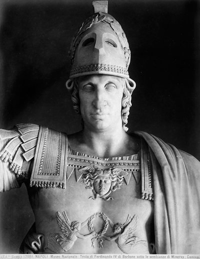 Fragment posągu Ferdynanda IV Burbona w szatach Minerwy autorstwa Antonio Canova