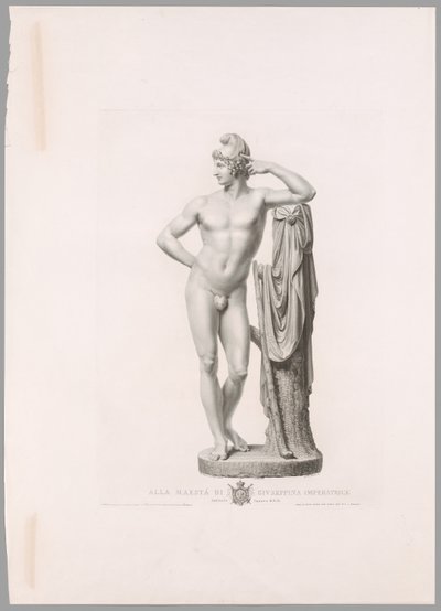 Paryż oparty o pień drzewa, widok z przodu, z Oeuvre de Canova autorstwa Antonio Canova