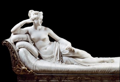 Pauline Bonaparte, księżniczka Borghese (1780 - 1825) siostra Napoleona I reprezentowana w Marmurowej Rzeźbie Zwycięskiej Wenus autorstwa Antonio Canovy (1757-1822) 1804-1808 Rzym, Galleria Borghese autorstwa Antonio Canova
