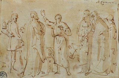 Sokrates pije kielich cykuty, ok. 1787 (pióro i atrament z sepią na papierze) autorstwa Antonio Canova