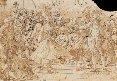 "Minuet" - dzieło Antonio Casanovasa Torrents (1752-1796) Pióro Menuet, brązowy tusz indyjski na papierze 1780 Narodowe Muzeum Sztuki Katalonii, Barcelona 20,9x30 autorstwa Antonio Casanovas i Torrents