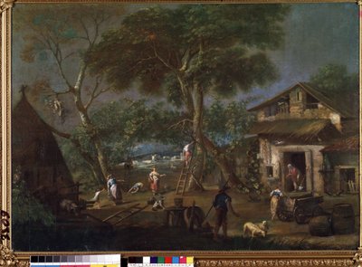""Krajobraz Włoch"" (Włoski krajobraz) Dom wiejski na włoskiej wsi. Obraz Antonio Dizianiego (1737-1797) Muzeum Sztuk Pięknych Mikalojus Konstantinas Ciurlionis, Kowno, Litwa autorstwa Antonio Diziani