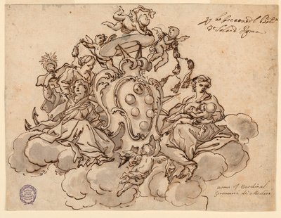 Projekt do malowania sufitu (?) z herbem kardynała Francesco Maria de