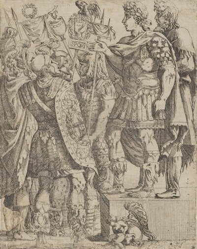 Cesarz przemawiający do swoich Żołnierzy, ca. 1542-45. autorstwa Antonio Fantuzzi