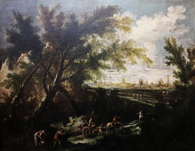 Krajobraz z nosicielem wody. autorstwa Antonio Francesco Peruzzini