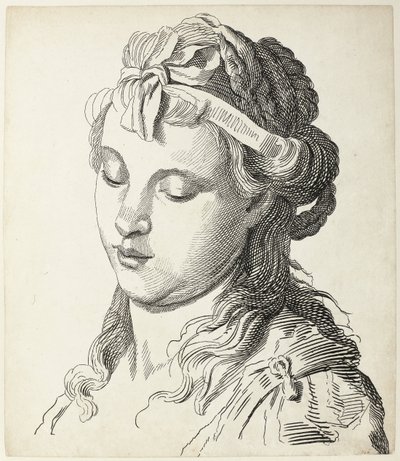 Głowa kobiety z kokardą we włosach Cztery głowy (tytuł serii) autorstwa Antonio Giuseppe Barbazza