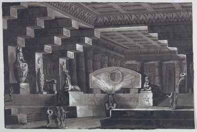 Scenografia, wnętrze świątyni egipskiej autorstwa Antonio Giuseppe Basoli